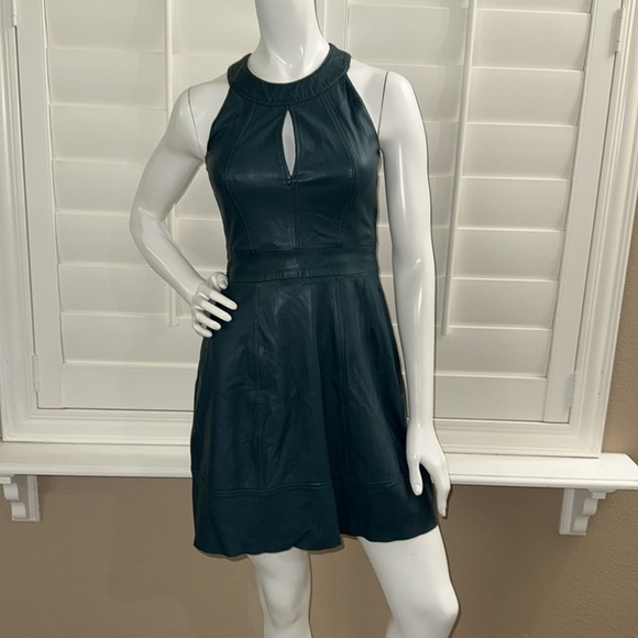 French Connection Jive Halter Genuine Leather Dress - Picture 1 of 11